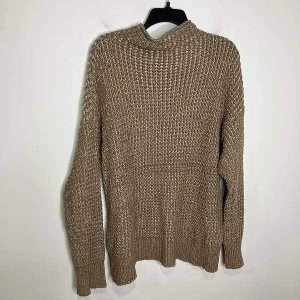 American Eagle Outfitters tan‎ brown mock neck sweater chunky women's size large - Image 7