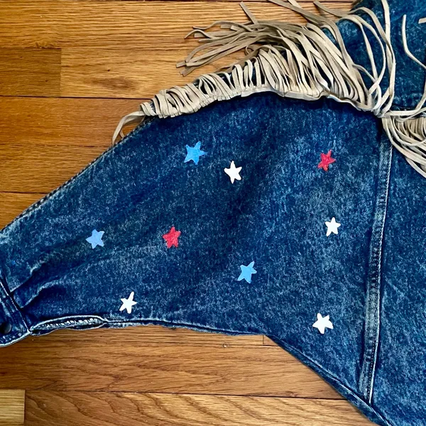 🤠Fringe Denim Western Jacket💃🏼 ~Large Blue - Image 4