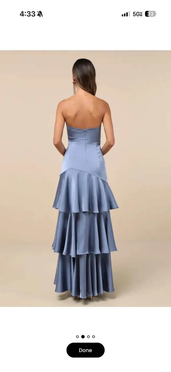 Lulus Satin Slate Tiered Maxi Dress - Image 2