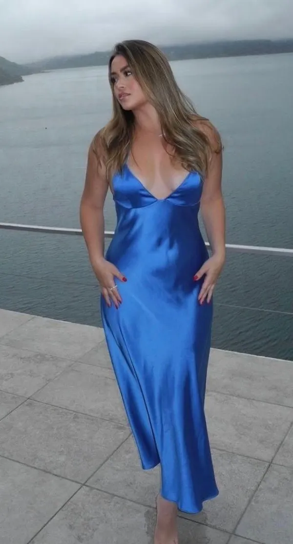 Zara Dress Cobalt Blue Satin Effect Maxi Midi Wedding Party Date Coctail - Image 17