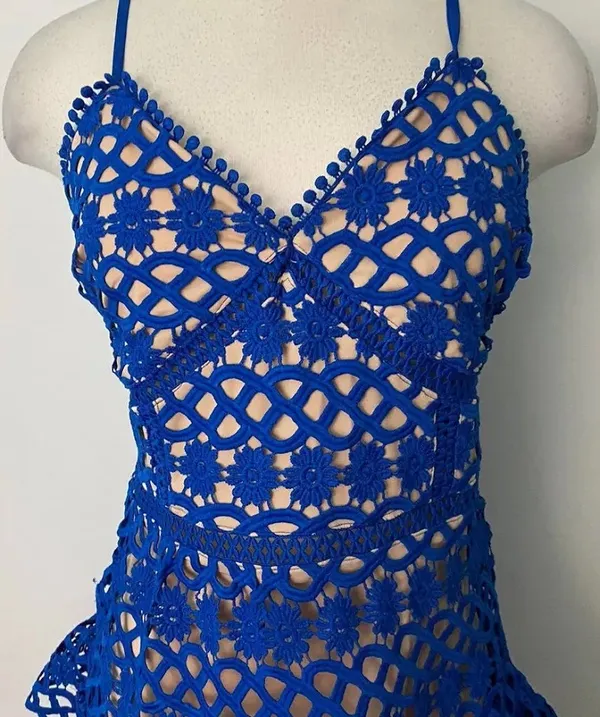 Blue Lulus Crochet Navy Mini Dress - Image 3