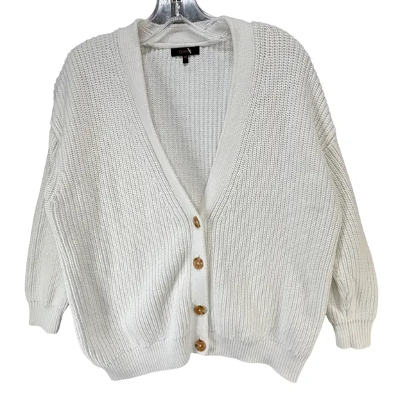Quince Organic Cotton Oversized Boyfriend Cardigan Womens XS Ivory Cozy Comfort - Image 5