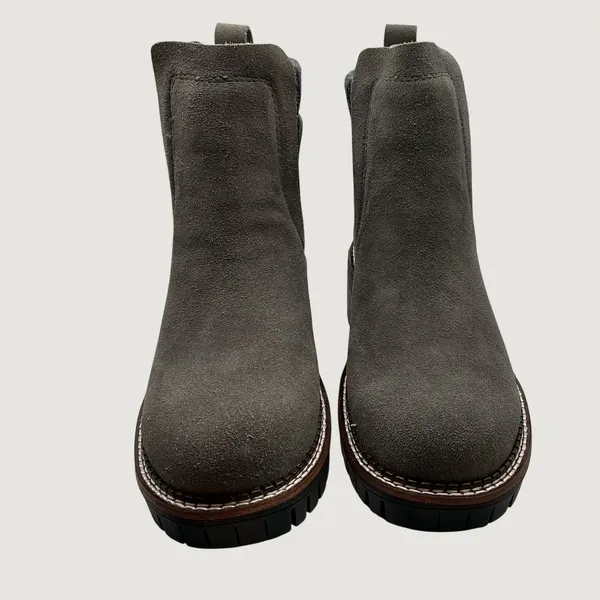 Vintage Havana Everett Grey Suede Lug Sole Ankle Boots with Knit Collar Size 5.5 - Image 6