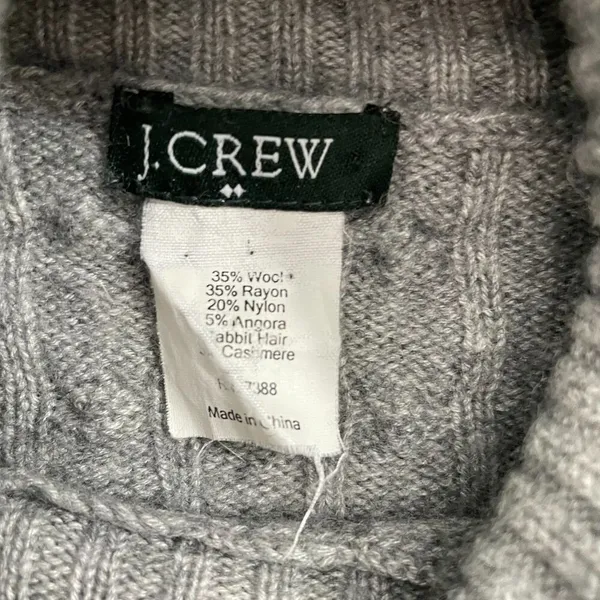 J.Crew Cable Knit‎ Sweater Women S Gray Wool Blend Turtleneck - Image 3