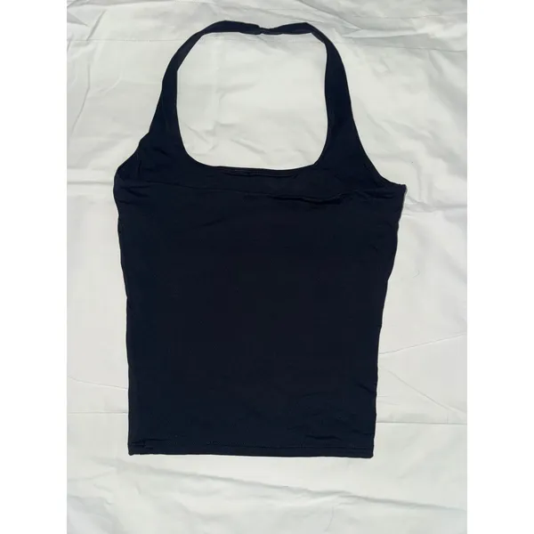 Halter Tank Top Set Solid Black‎ and White Polka Dot Square Neck 2 Pack Black Size XS - Image 4