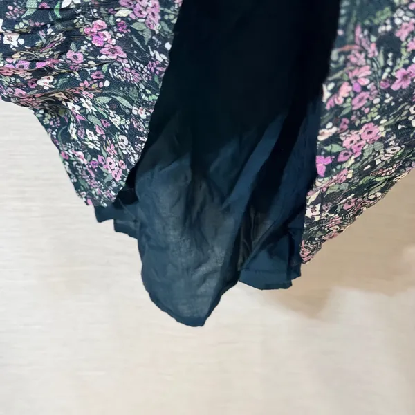 Garnet Hill Floral Lenzing Ecovero Viscose V-Neck Mini Dress Teal Purple Size M - Image 7