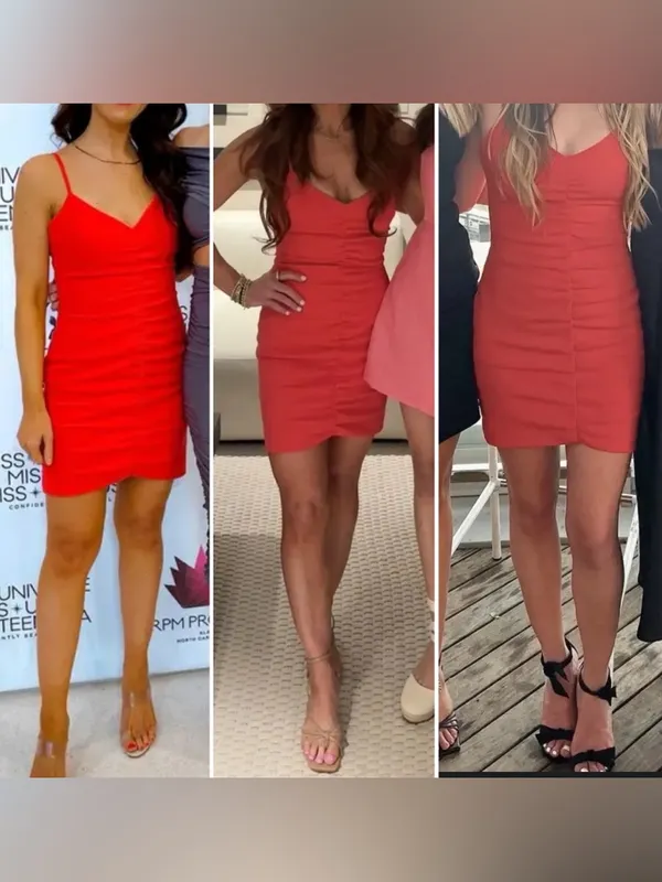 LIKELY Charla Ruched Bodycon Sleeveless Spaghetti Strap Mini Dress Red‎ Size 4 - Image 5