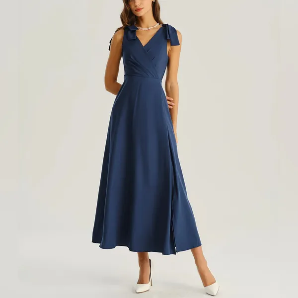 Rihoas Navy Wrap Sleeveless Maxi Dress - Image 3