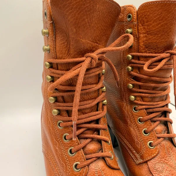 Ariat Heritage Lacer Womens Cognac Brown Leather Western Lace Up Boots Kiltie 7B - Image 5