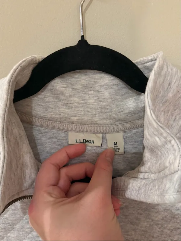 L.L. Bean Gray Quilted Quarter-Zip Pullover - Image 5