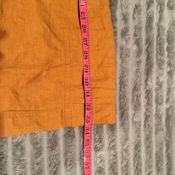 Madewell‎ Maisie Square Neck Linen Mini Dress Orange Marigold Size 14 - Image 6