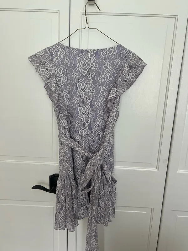 Majorelle Purple Lace Mini Dress - Image 3