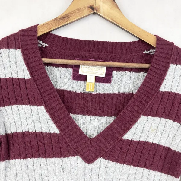 Vintage American Eagle Women Sweater Size L Cable Knit Preppy Y2K 90s Bella Swan - Image 2