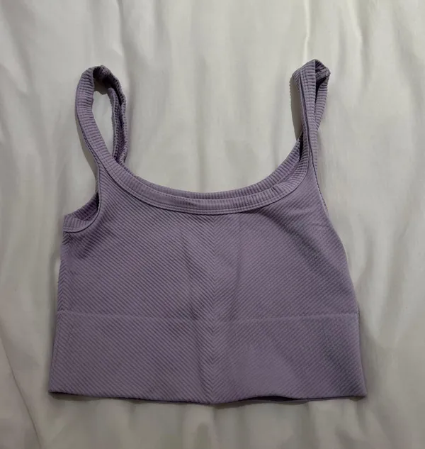 NIKIBIKI Women's Chevron Ribbed Crop Tank Top Purple - Image 2