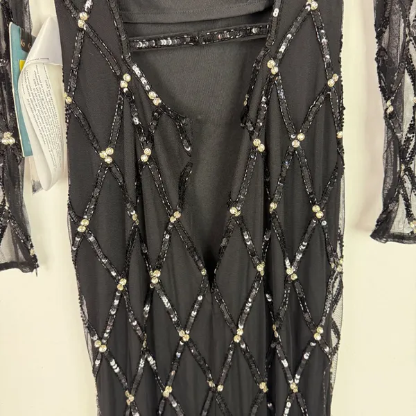 NWT Mac Duggal #9109 Sequin Embellished Long Sleeve Gown Dress Black Size 0 NEW - Image 16
