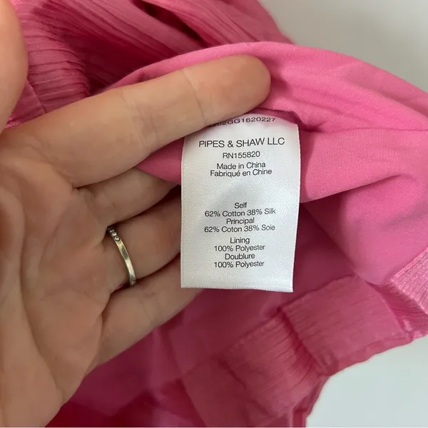 Veronica Beard Gracelynn Long Sleeve Cotton Silk Mini Dress Pink Sherbet 2 - Image 5