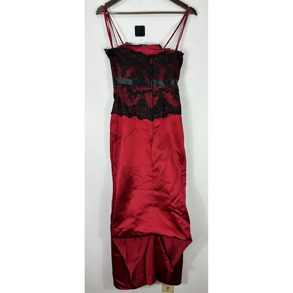 Alexia Admor Red Satin Black Lace‎ Corset Gown 2 Whimsigoth Vampcore Gothic Glam Formal Prom - Image 3