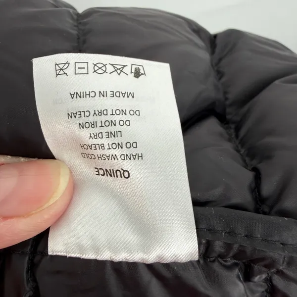 Quince W-JKT-14‎ Womens Black Down Filled Long Puffer Hooded Jacket Size S - Image 5