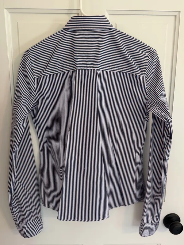 Abercrombie & Fitch Y2K Blue Striped Fitted Button Down Shirt M - Image 5