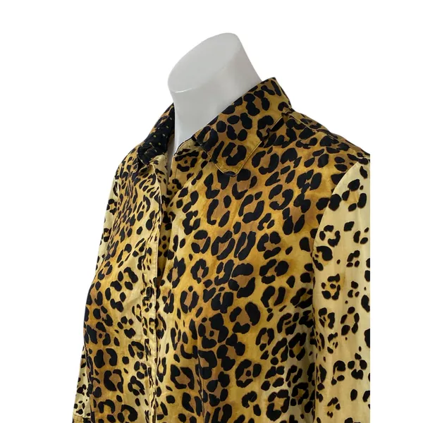 Jones New York Women's Beige Leopard Animal Print Button Down Shirt Top Size M - Image 2