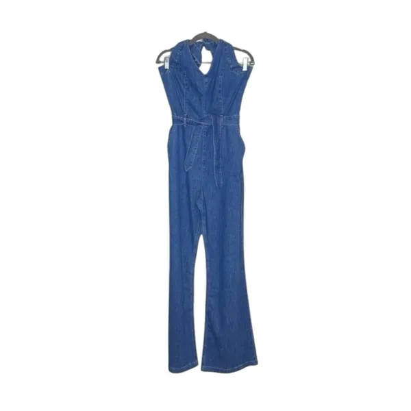 Paige Vivianna‎ Halter Jumpsuit Jean in Dreamy NWT Size 23 NWT - Image 2