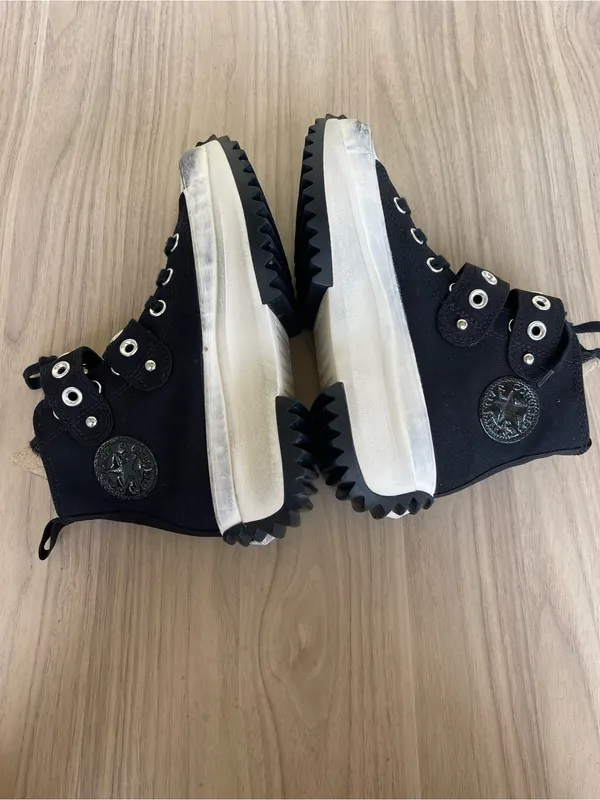 Converse Black Platform High-Top Sneakers with Silver Buckles - Image 5