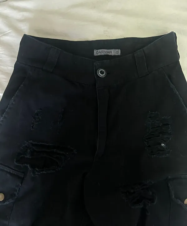 LF Carmar Black Distressed Cargo Pants - Image 2