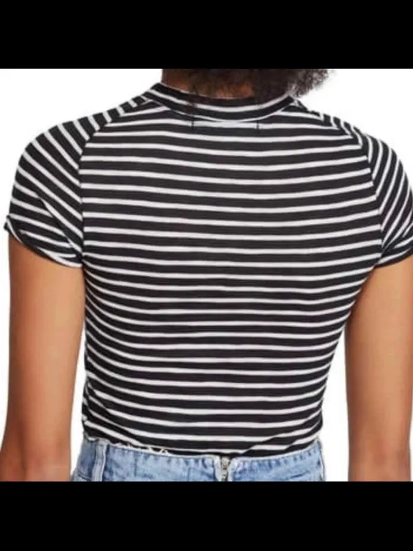 We The Free Black and White Striped Fitted Tee - Image 5