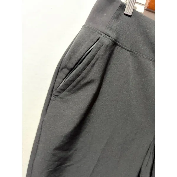 Athleta Black Wide Leg Cropped Pants Women's Size‎ 16 Elastic Waist - Image 4