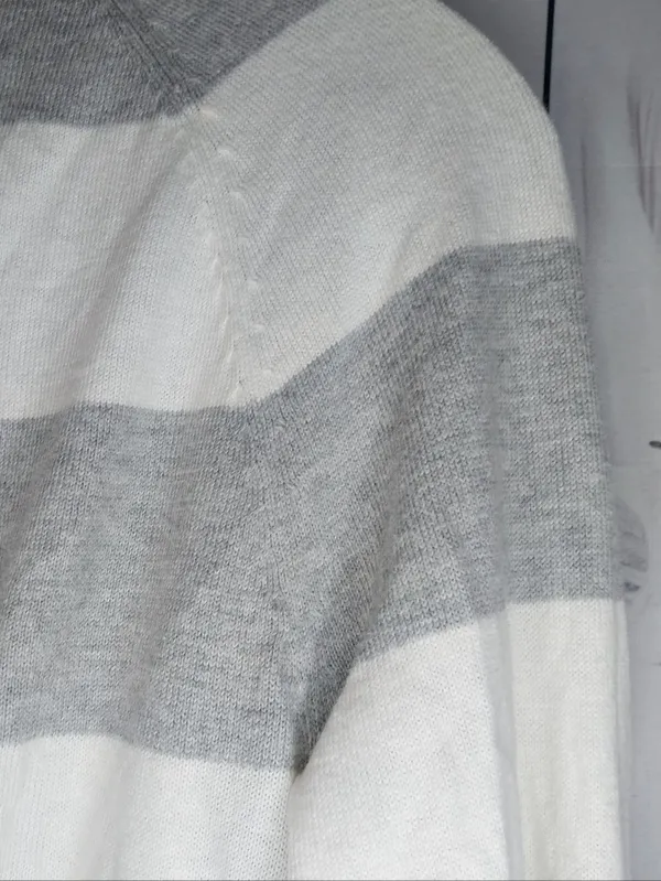 Aeropostale Gray & White Striped Open Casual Draped Preppy Cardigan Sweater - Image 8