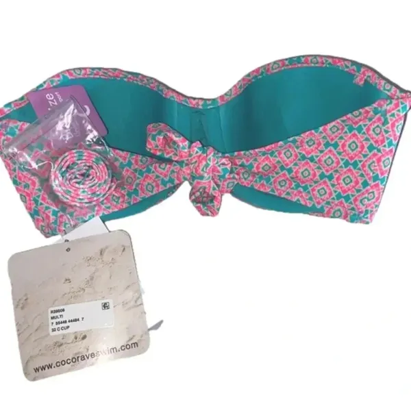 NWT 32C Coco Rave push up removable strap ruched middle‎ bikini top - Image 3