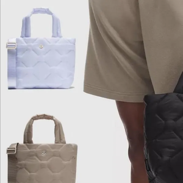 LuLulemon Quilty Pleasures Tote Bag Mini Light Blue Quilted Shoulder Bag - Image 4