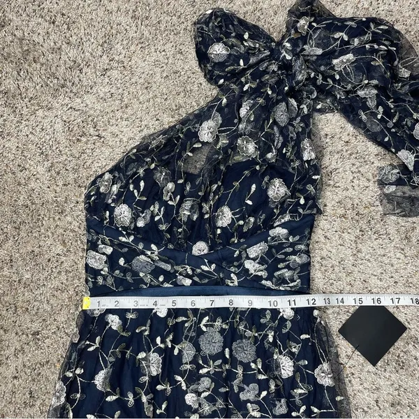 Lulus Whimsical Allure Navy Mesh Embroidered One-Shoulder Maxi Dress XS NWT - Image 10