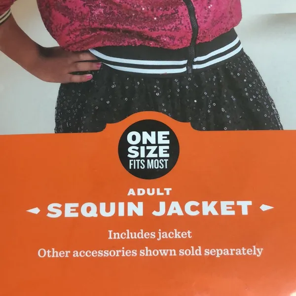 Popstar Sequin Halloween Costume Jacket One Size Fits Most nwt hot pink - Image 4