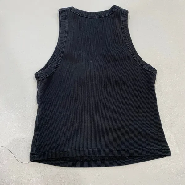 Abercrombie & Fitch XS Black Ribbed Henley Tank Top Y2K Fitted - Image 4