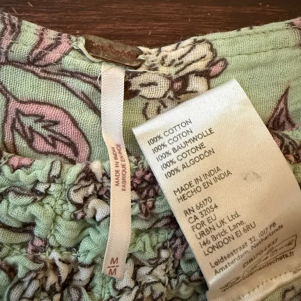Free People Green Floral Babydoll Top - Image 6