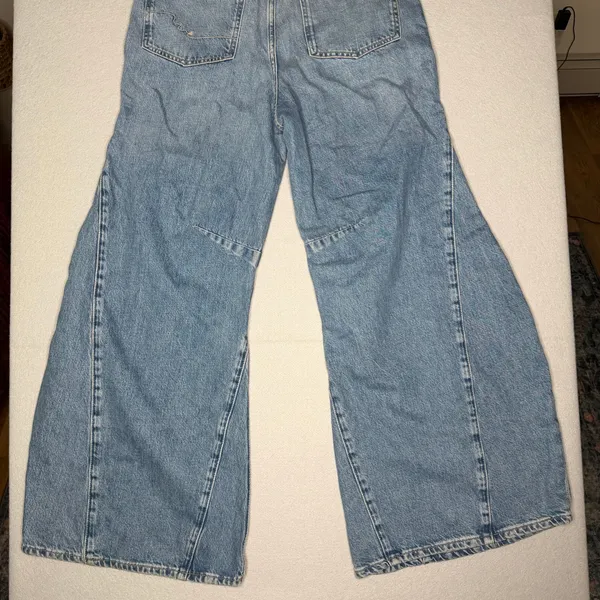 Free People We The Free Eden High Slouchy Flare Jeans Light Blue Denim Womens Size 28 - Image 10