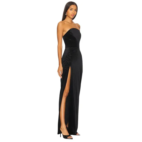 Amanda Uprichard x REVOLVE Wolfe Gown in Black Small New Womens Maxi Dress - Image 3
