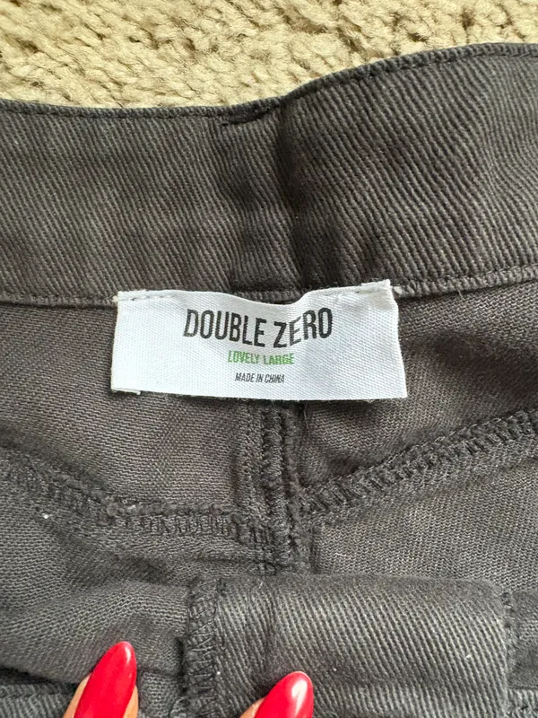 Double Zero Black Wide Leg Cargo Pants - Image 2