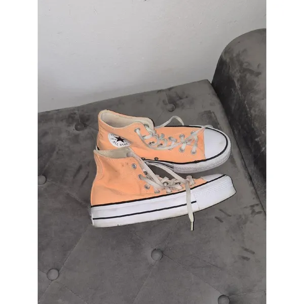 Converse Peach High Top Canvas Sneakers Platform Womens 8 - Image 2