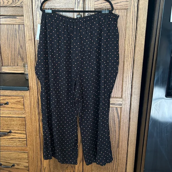 Nwt Nordstrom Rack Black Rust Hanna Polka Dot Soft Pants Wide Leg Minimalist 3X‎ - Image 4