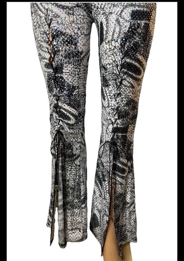 Holographic sequin flare pants Gray Size M - Image 3