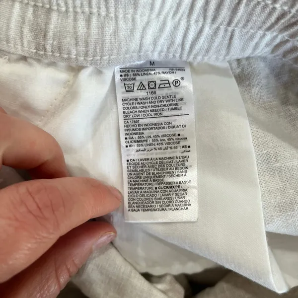 Old Navy Tie Dye Cream/White High-Waisted Printed Linen-Blend‎ Short Size M - Image 7