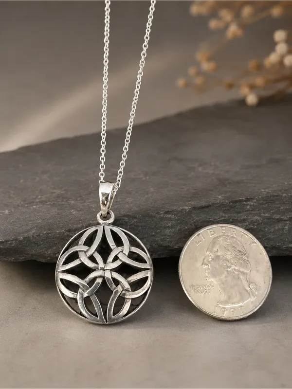 Vintage Sterling Silver Celtic Knot Pendant w/ New Sterling Plate Chain - Image 5