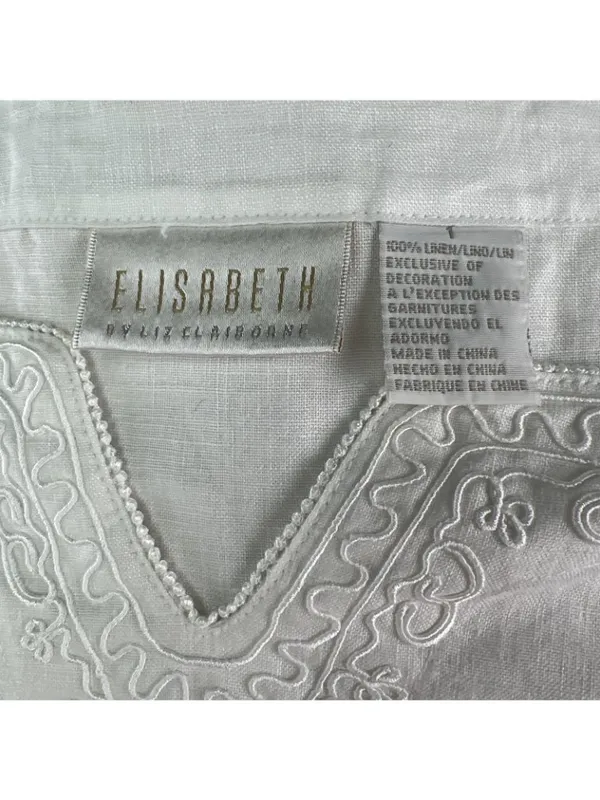 Elisabeth Sz 1X 100% Linen White Tunic Blouse Lagenlook Minimalist Coastal - Image 6