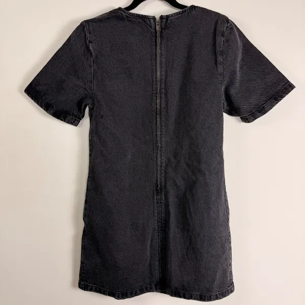 Abercrombie & Fitch Washed Black Denim Mini Shift Dress Short‎ Sleeve Small NEW - Image 3