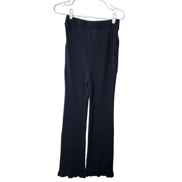Free People Beach Black Knit Ribbed Casual Lounge Pull On Pants Size Small - Image 2