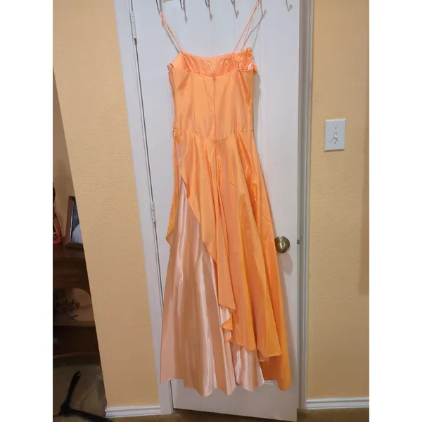 Betsy & Adam orange satin taffeta long bridesmaids evening dress 4 - Image 12