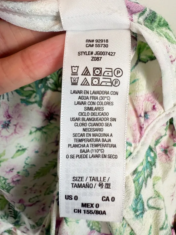Juicy Couture Allover‎ Floral Wrap Dress Ruffle White Green Pink Size 0 - Image 13
