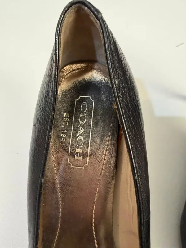 Coach Black Leather Pointed-Toe Kitten Heels - Image 4
